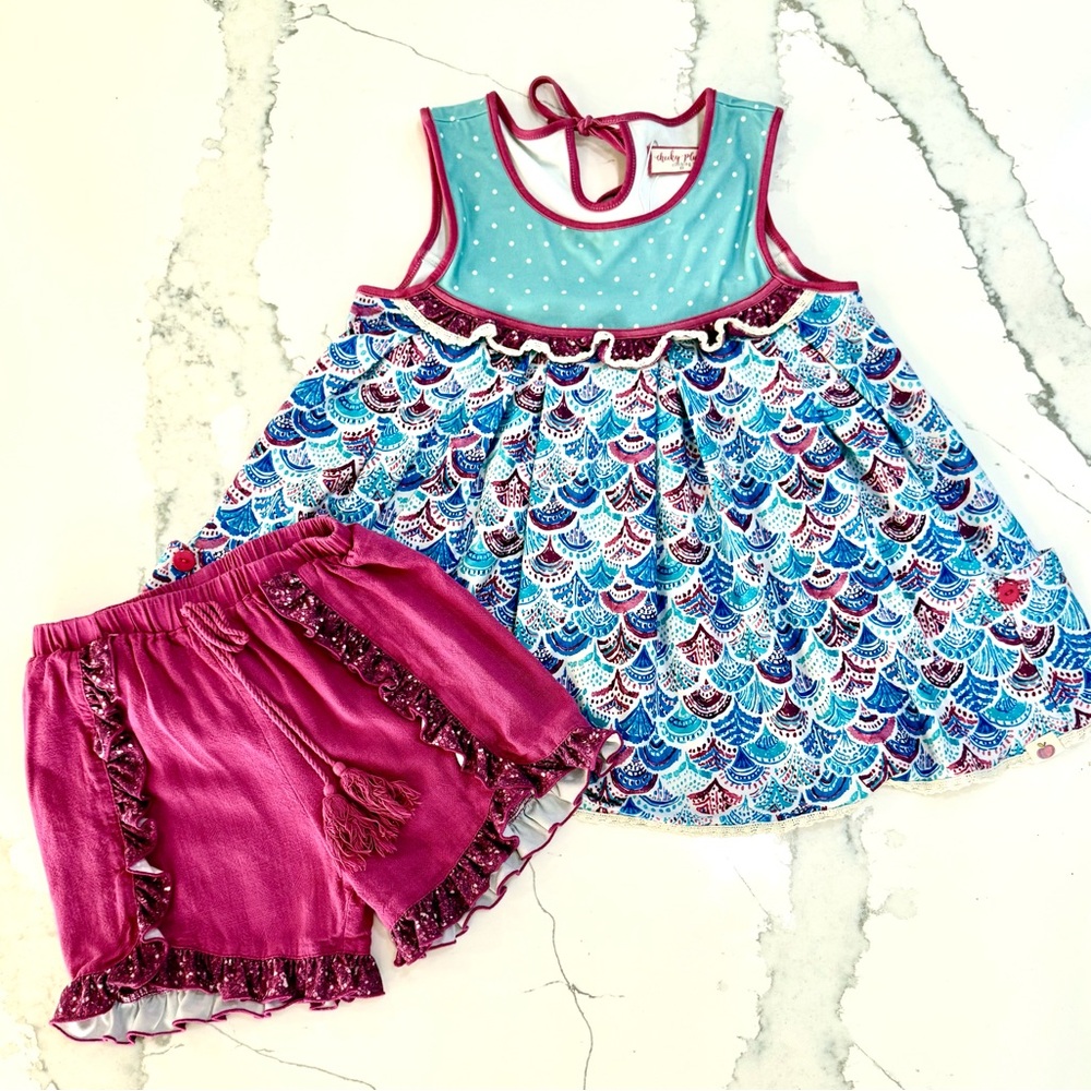 Cheeky Plum Size 8 Plum, Blue, & White Matching Set